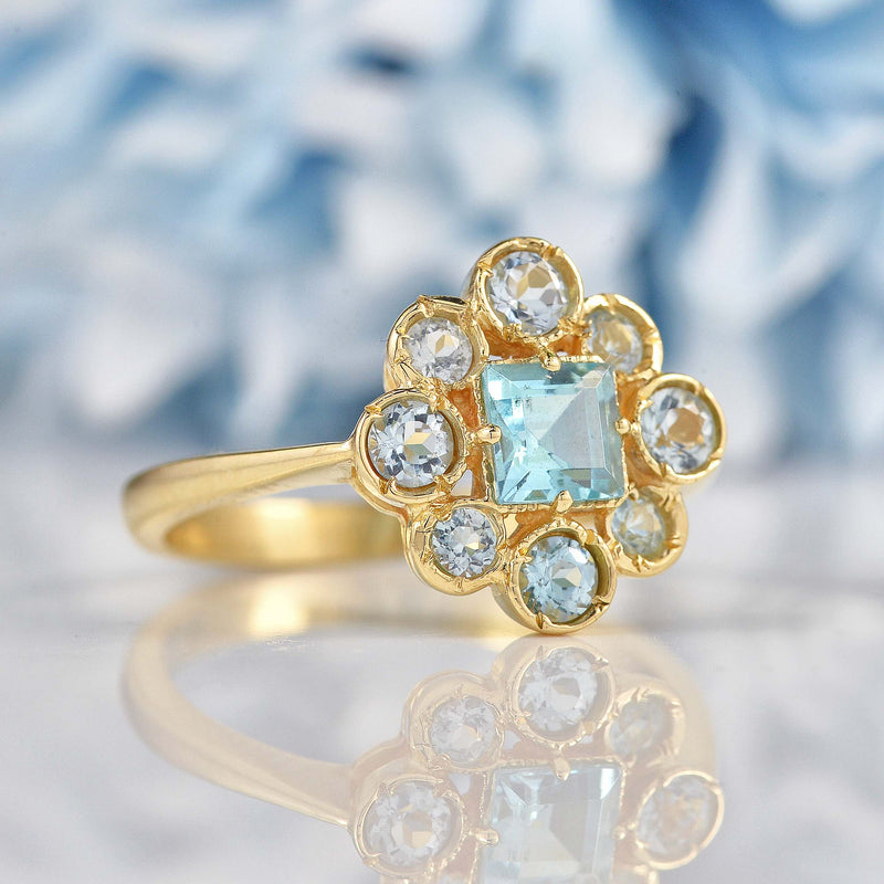 Ellibelle Jewellery Sky Blue Topaz 9ct Gold Cluster Ring