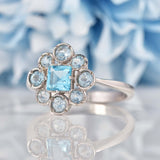 Ellibelle Jewellery Sky Blue Topaz 9ct White Gold Cluster Ring