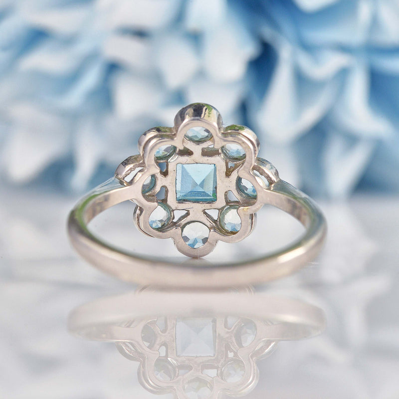 Ellibelle Jewellery Sky Blue Topaz 9ct White Gold Cluster Ring