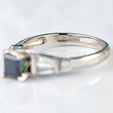 Ellibelle Jewellery Square-Cut Sapphire & Vari-Cut Diamond 18ct White Gold Ring