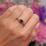 Ellibelle Jewellery Square-Cut Sapphire & Vari-Cut Diamond 18ct White Gold Ring