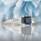 Ellibelle Jewellery Square-Cut Sapphire & Vari-Cut Diamond 18ct White Gold Ring