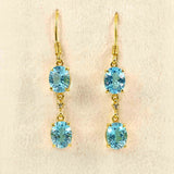 Ellibelle Jewellery Swiss Blue Topaz & Diamond 18ct Gold Drop Earrings