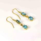 Ellibelle Jewellery Swiss Blue Topaz & Diamond 18ct Gold Drop Earrings