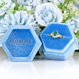 Ellibelle Jewellery Synthetic Emerald & Diamond 18ct Gold Crossover Ring