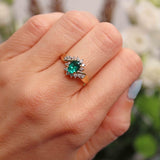 Ellibelle Jewellery Synthetic Emerald & Diamond 18ct Gold Crossover Ring