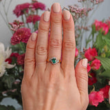 Ellibelle Jewellery Synthetic Emerald & Diamond 18ct Gold Crossover Ring