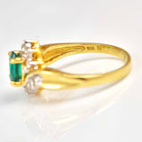 Ellibelle Jewellery Synthetic Emerald & Diamond 18ct Gold Crossover Ring