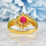 Ellibelle Jewellery Synthetic Ruby & Diamond 18ct Gold Crossover Ring