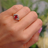 Ellibelle Jewellery Synthetic Ruby & Diamond 18ct Gold Crossover Ring