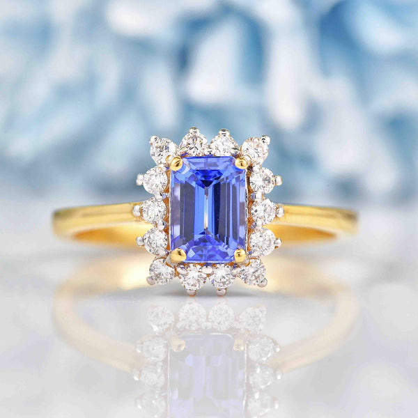 Ellibelle Jewellery Tanzanite & Diamond 18ct Gold Cluster Ring