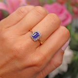 Ellibelle Jewellery Tanzanite & Diamond 18ct Gold Cluster Ring