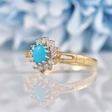 Ellibelle Jewellery Turquoise & Diamond 9ct Gold Cluster Ring