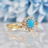 Ellibelle Jewellery Turquoise & Diamond 9ct Gold Cluster Ring