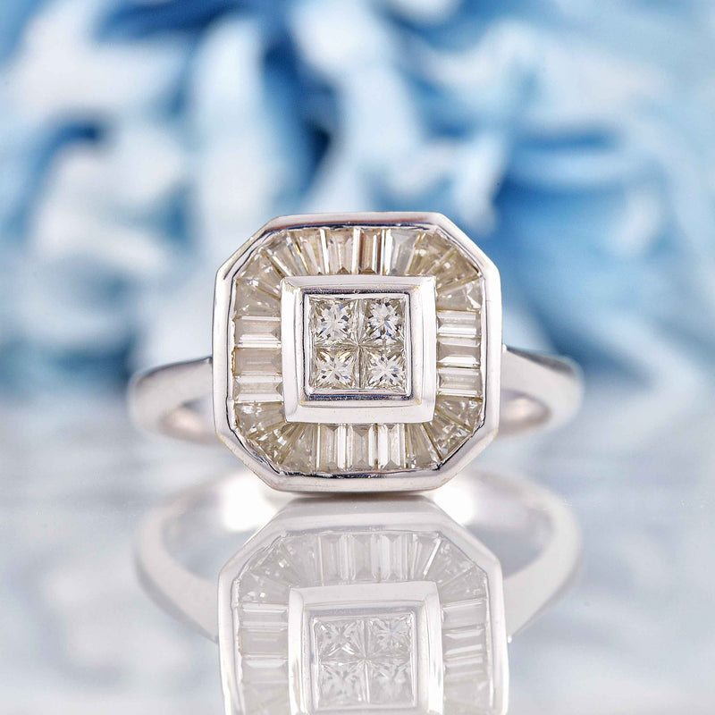 Ellibelle Jewellery Vari-Cut Diamond 18ct White Gold Square Cluster Ring (1.05ct)