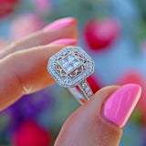 Ellibelle Jewellery Vari-Cut Diamond 18ct White Gold Square Pierced Cluster Ring