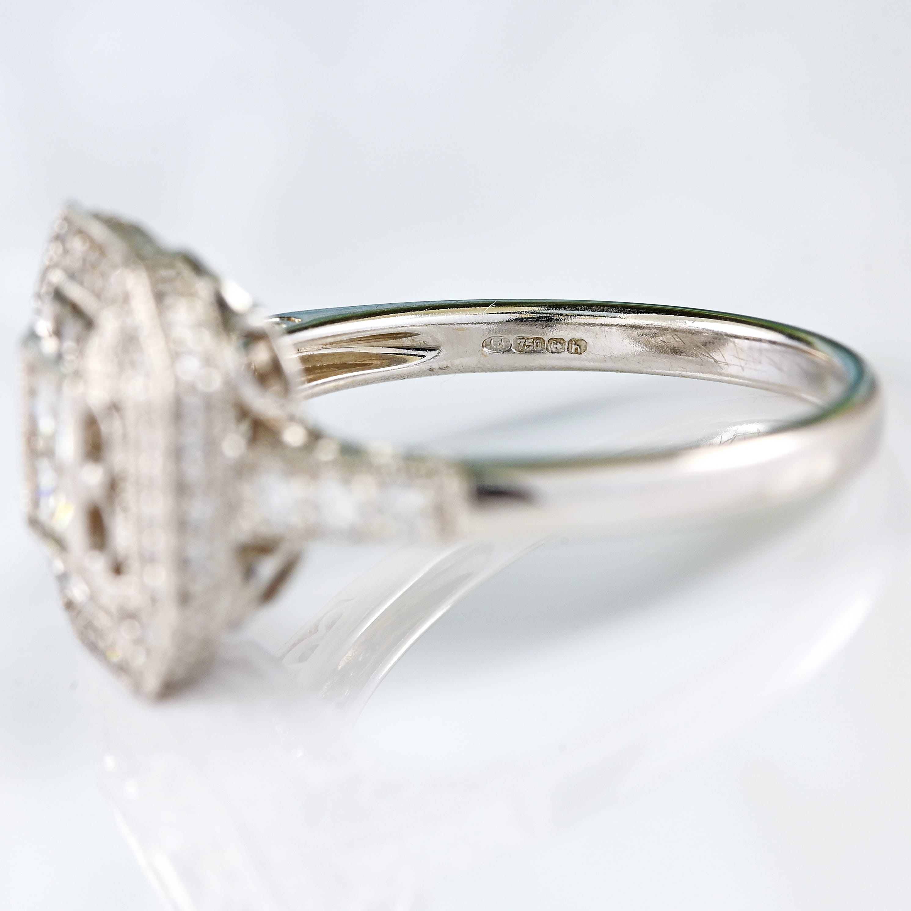 Ellibelle Jewellery Vari-Cut Diamond 18ct White Gold Square Pierced Cluster Ring