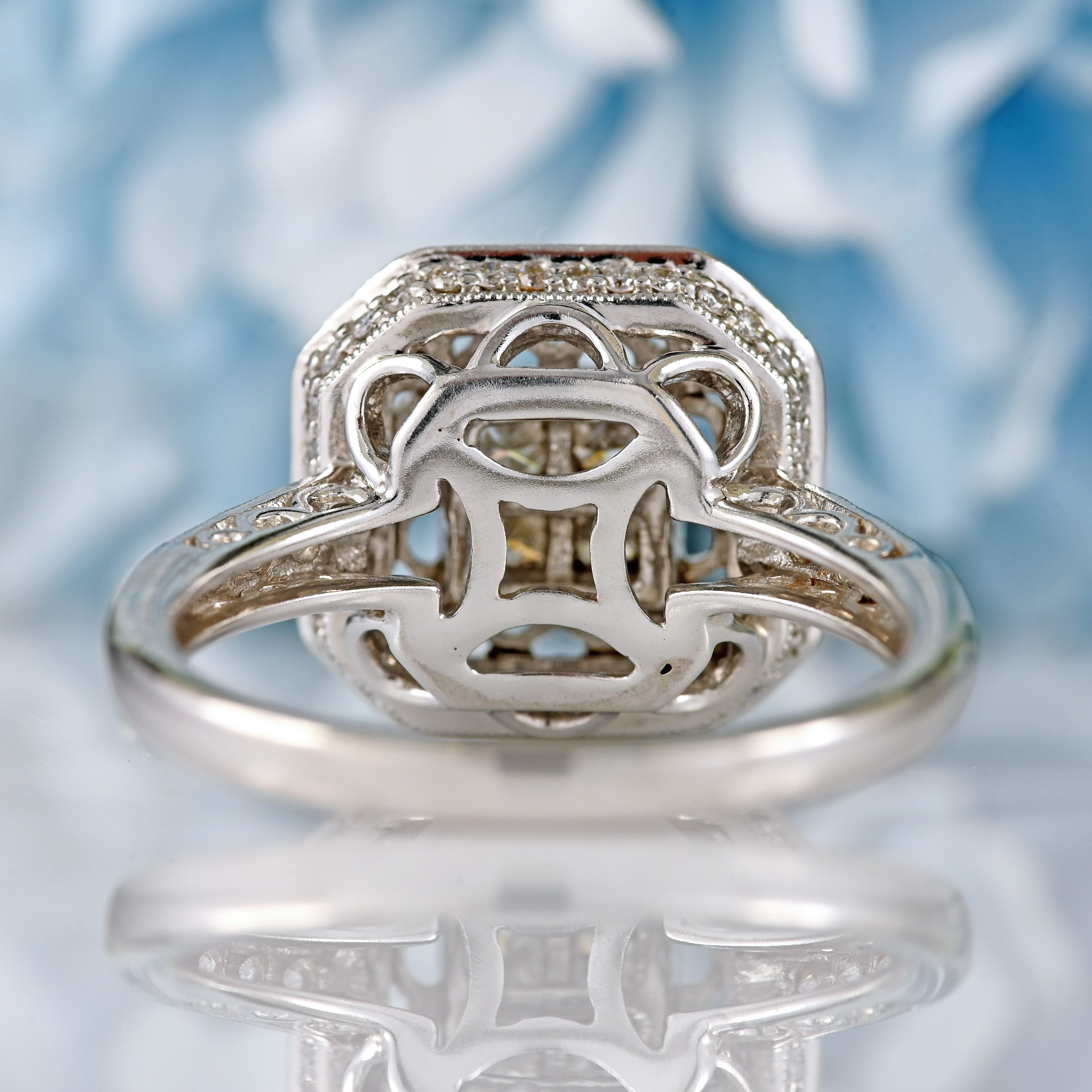 Ellibelle Jewellery Vari-Cut Diamond 18ct White Gold Square Pierced Cluster Ring