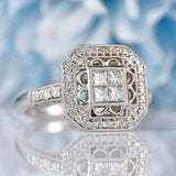 Ellibelle Jewellery Vari-Cut Diamond 18ct White Gold Square Pierced Cluster Ring