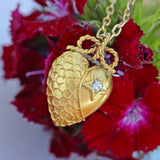 Ellibelle Jewellery Victorian 15ct Gold Old-Cut Diamond Heart Pendant