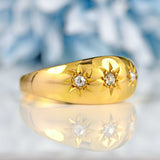 Ellibelle Jewellery Victorian 18ct Gold Old-Cut Diamond Starburst Gypsy Ring