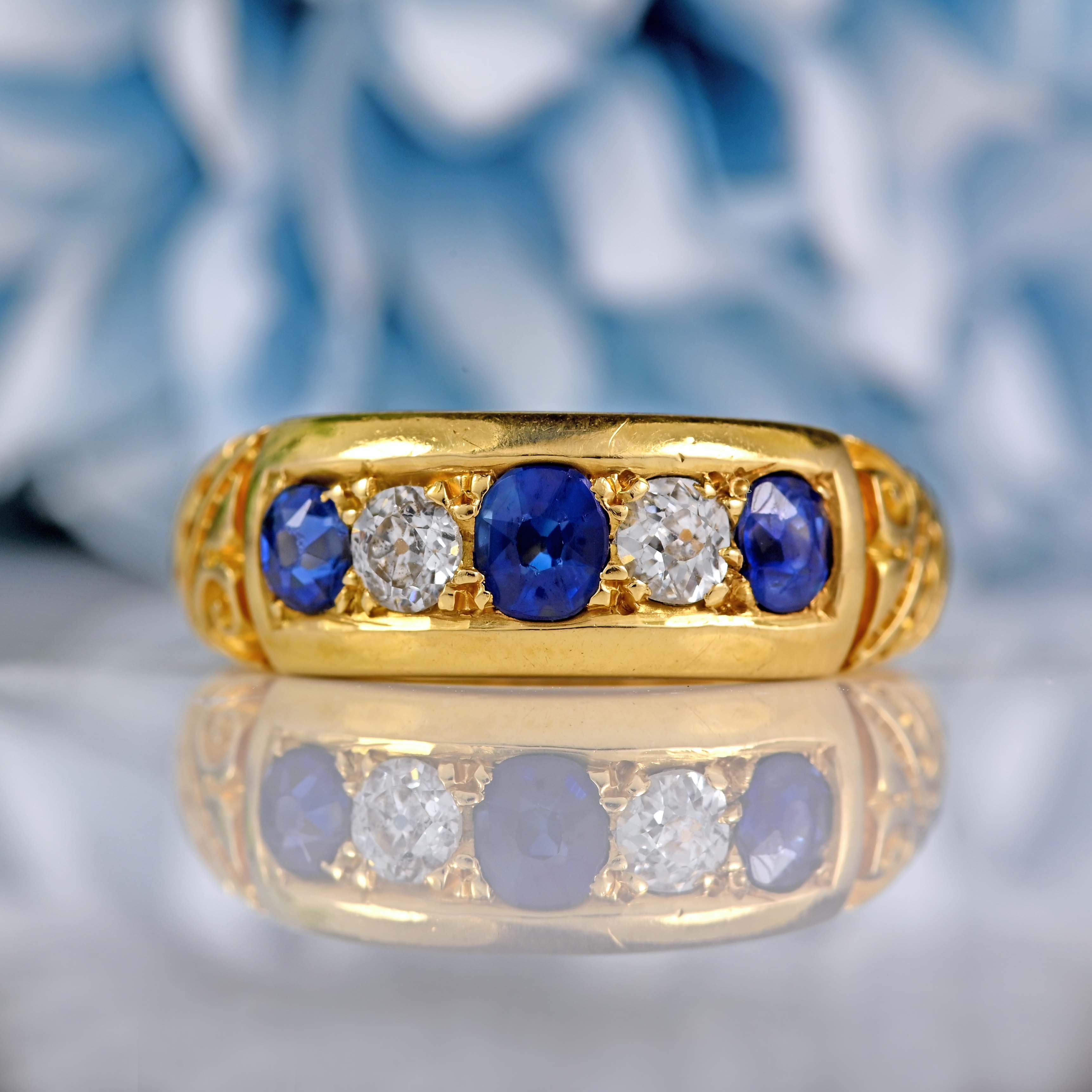 Ellibelle Jewellery Victorian 18ct Gold Sapphire and Diamond Ring By Deakin & Francis