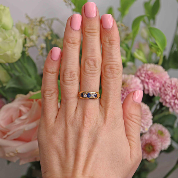 Ellibelle Jewellery Victorian 18ct Gold Sapphire and Diamond Ring By Deakin & Francis