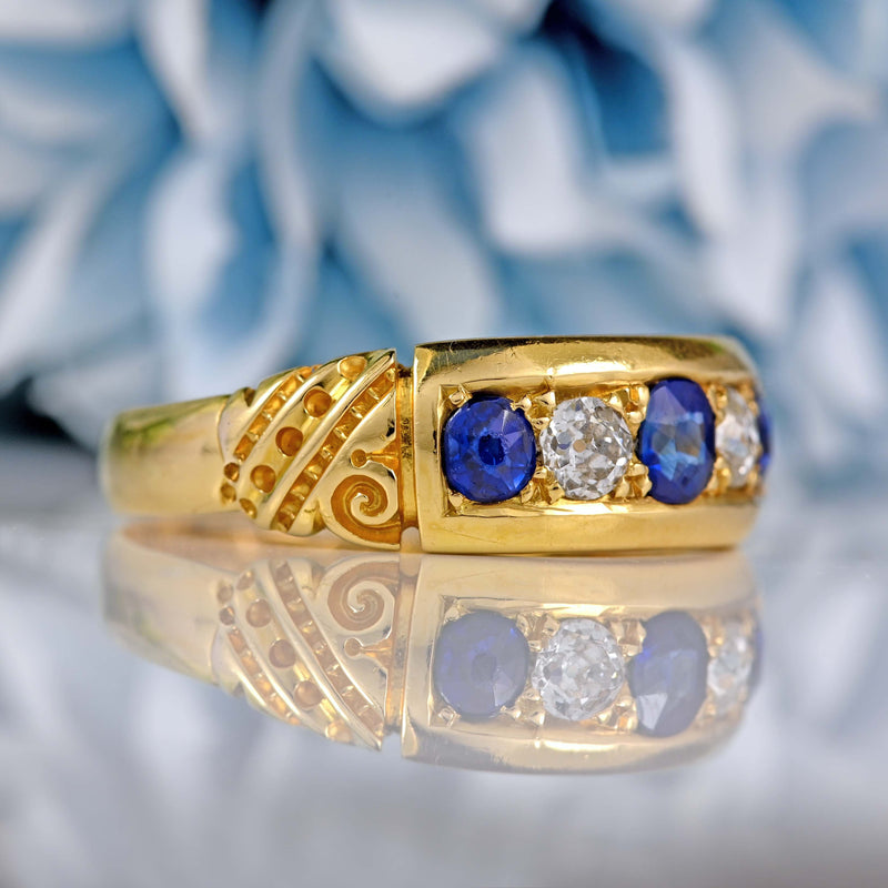 Ellibelle Jewellery Victorian 18ct Gold Sapphire and Diamond Ring By Deakin & Francis