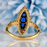 Ellibelle Jewellery Victorian 18ct Gold Sapphire & Diamond Marquise Ring