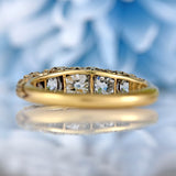 Ellibelle Jewellery Victorian Diamond 18ct Gold Five-Stone Carved Half Hoop Engagement Ring (1.40cts)