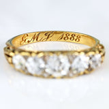 Ellibelle Jewellery Victorian Diamond 18ct Gold Five-Stone Carved Half Hoop Engagement Ring (1.40cts)