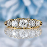 Ellibelle Jewellery Victorian Diamond 18ct Gold Five-Stone Carved Half Hoop Engagement Ring (1.40cts)
