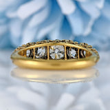 Ellibelle Jewellery Victorian Diamond 18ct Gold Five-Stone Carved Half Hoop Engagement Ring (1.40cts)