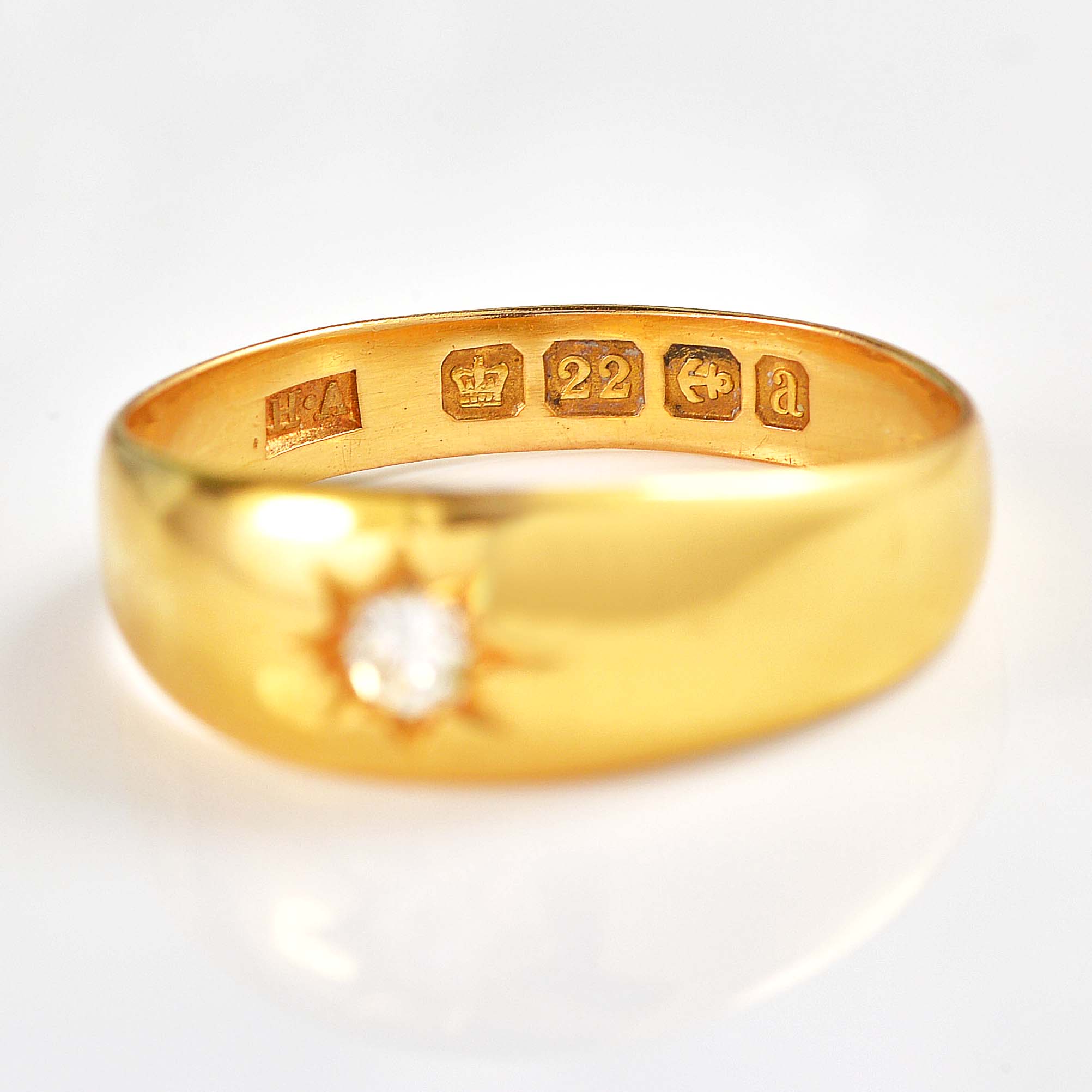 Ellibelle Jewellery Victorian Diamond 22ct Gold Starburst Gypsy Ring - Birmingham 1900