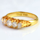 Ellibelle Jewellery Victorian Old Mine Cut Diamond 18ct Gold Five Stone Ring (0.60cts)