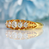Ellibelle Jewellery Victorian Old Mine Cut Diamond 18ct Gold Five Stone Ring (0.60cts)