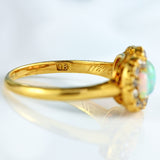 Ellibelle Jewellery Victorian Opal & Old-Cut Diamond 18ct Gold Triple Cluster Ring By Alabaster & Wilson