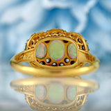 Ellibelle Jewellery Victorian Opal & Old-Cut Diamond 18ct Gold Triple Cluster Ring By Alabaster & Wilson