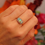 Ellibelle Jewellery Victorian Opal & Old-Cut Diamond 18ct Gold Triple Cluster Ring By Alabaster & Wilson