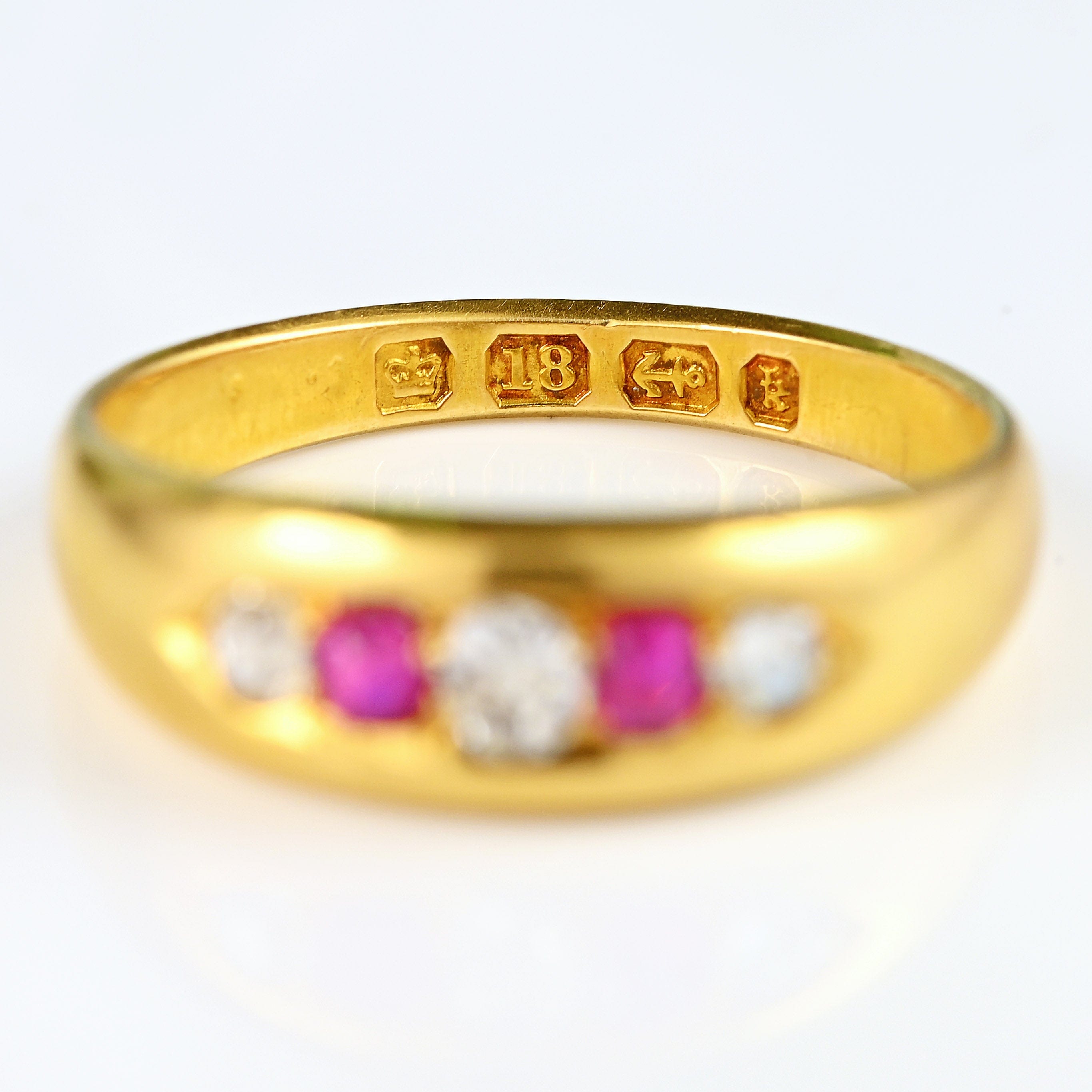 Ellibelle Jewellery Victorian Ruby & Diamond 18ct Gold Band Ring