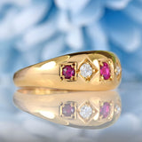 Ellibelle Jewellery Victorian Ruby & Diamond 18ct Gold Five-Stone Gypsy Ring