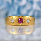 Ellibelle Jewellery Victorian Ruby & Diamond 18ct Gold Gypsy Ring - London 1891