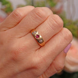 Ellibelle Jewellery Victorian Ruby & Diamond 18ct Gold Gypsy Ring - London 1891