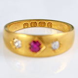 Ellibelle Jewellery Victorian Ruby & Diamond 18ct Gold Gypsy Ring - London 1891