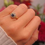 Ellibelle Jewellery Victorian Sapphire & Diamond 18ct Gold Cluster Ring