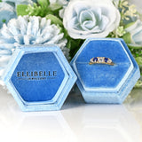 Ellibelle Jewellery Victorian Sapphire & Diamond 18ct Gold Five-Stone Carved Half Hoop Ring