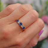 Ellibelle Jewellery Victorian Sapphire & Diamond 18ct Gold Five-Stone Ring