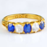 Ellibelle Jewellery Victorian Sapphire & Diamond 18ct Gold Five-Stone Ring