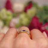 Ellibelle Jewellery Victorian Sapphire & Diamond 18ct Gold Gypsy Ring