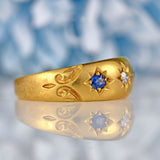 Ellibelle Jewellery Victorian Sapphire & Diamond 18ct Gold Starburst Gypsy Ring
